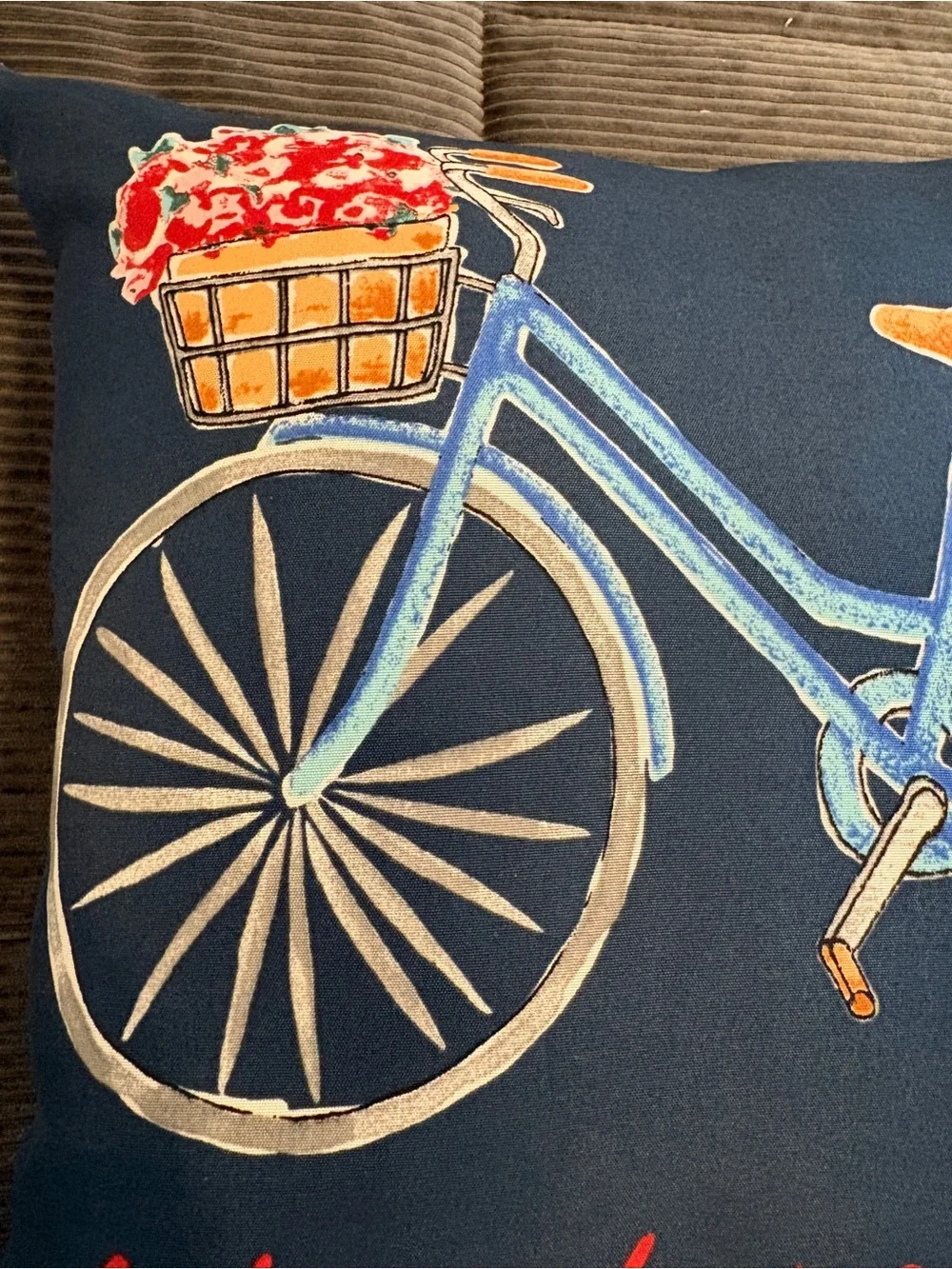 Mainstays Blue Bicycle Print Pillow